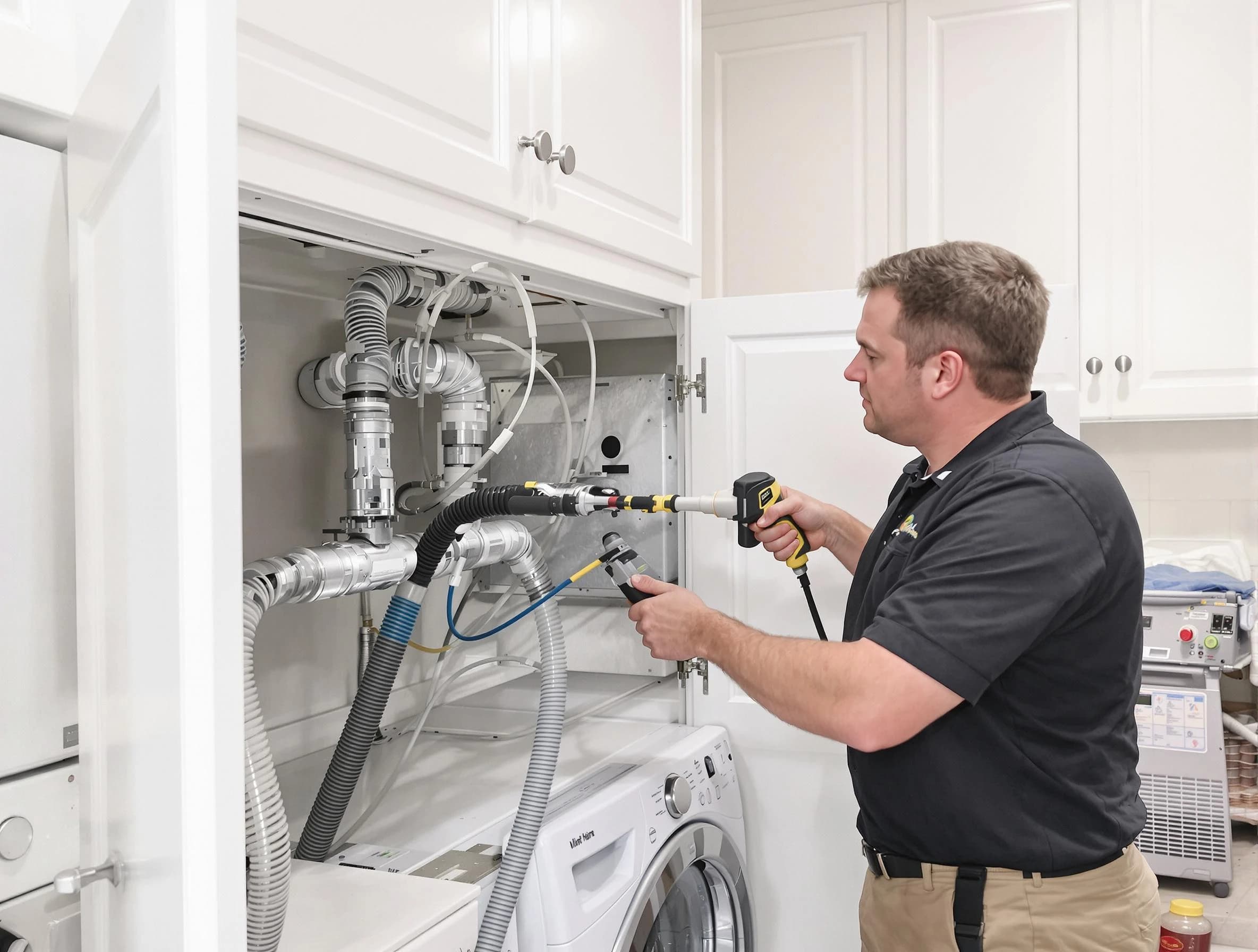 East Point Dryer Vent Cleaning professional removing severe blockage from a clogged dryer vent in East Point