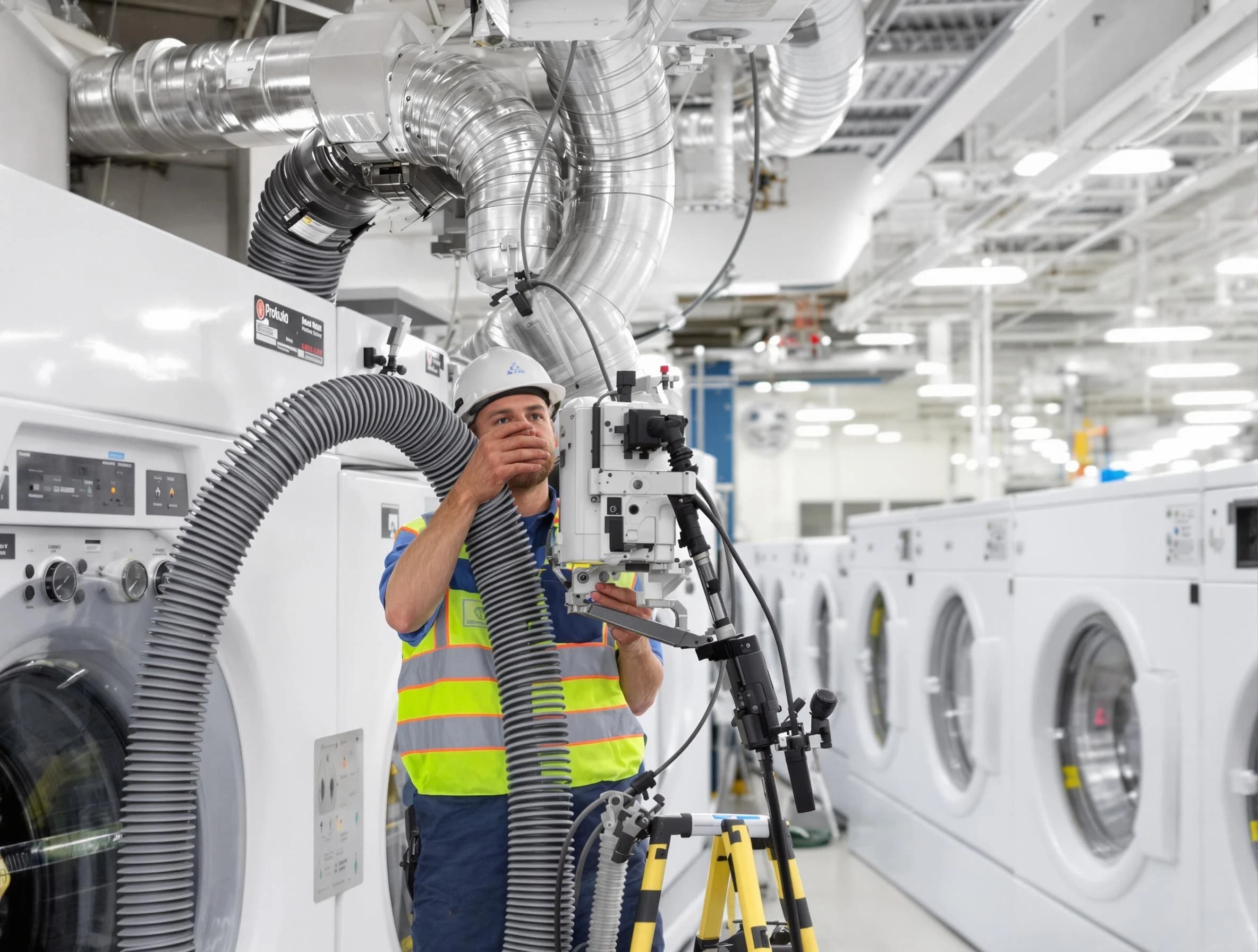 East Point Dryer Vent Cleaning team performing commercial-grade dryer vent cleaning at a business facility in East Point