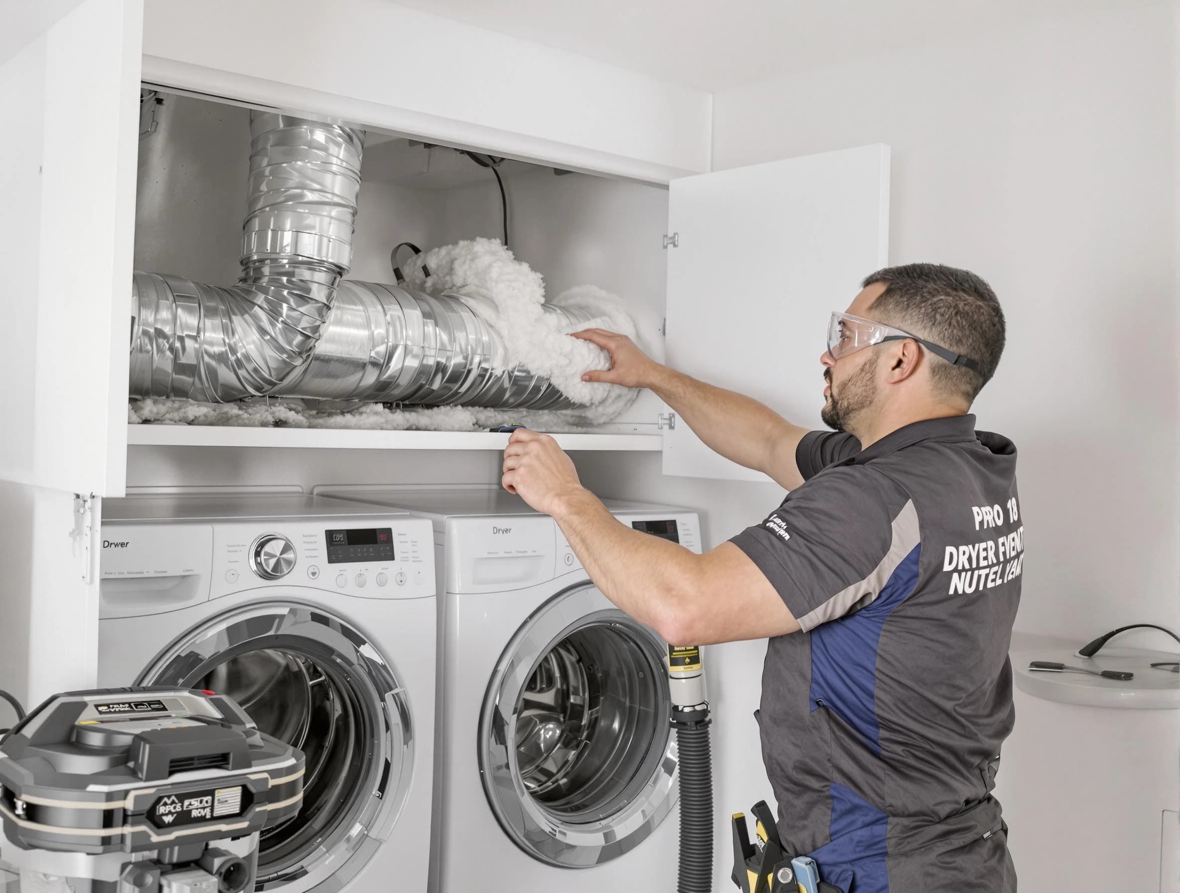 East Point Dryer Vent Cleaning certified technician performing specialized gas dryer vent cleaning in East Point