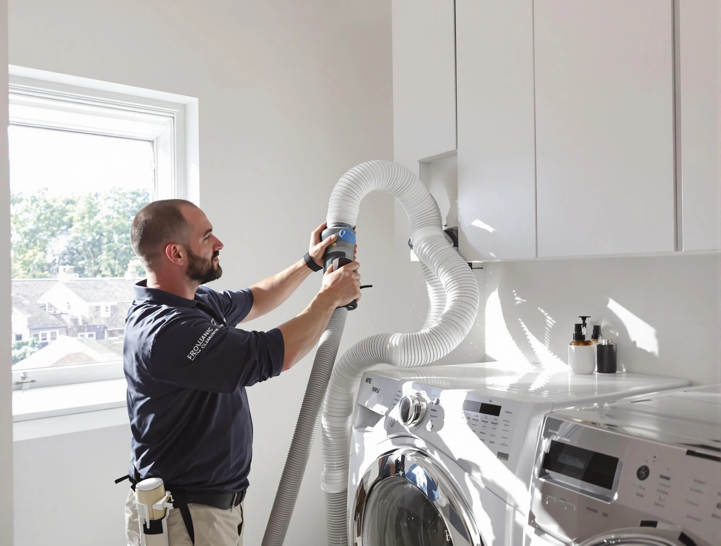 Certified East Point Dryer Vent Cleaning technician performing dryer vent cleaning in East Point